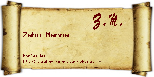 Zahn Manna névjegykártya